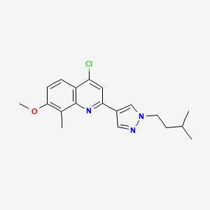 molecular formula C19H22ClN3O B13929709 4-Chloro-7-methoxy-8-methyl-2-[1-(3-methylbutyl)-pyrazol-4-yl]-quinoline 