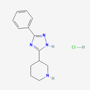 molecular formula C13H17ClN4 B1392971 3-(3-苯基-1H-1,2,4-三唑-5-基)哌啶盐酸盐 CAS No. 1263094-24-1
