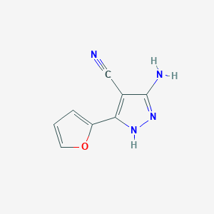 molecular formula C8H6N4O B13929715 5-amino-3-(furan-2-yl)-1H-pyrazole-4-carbonitrile 