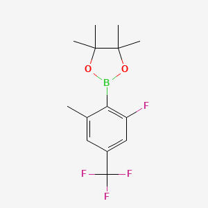 molecular formula C14H17BF4O2 B13929783 1,3,2-Dioxaborolane, 2-[2-fluoro-6-methyl-4-(trifluoromethyl)phenyl]-4,4,5,5-tetramethyl- 