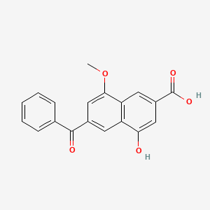 molecular formula C19H14O5 B13929911 2-Naphthalenecarboxylic acid, 6-benzoyl-4-hydroxy-8-methoxy- 