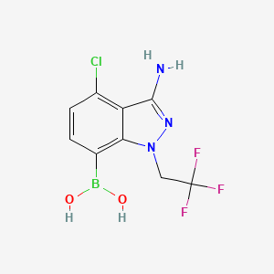 molecular formula C9H8BClF3N3O2 B13930020 (3-Amino-4-chloro-1-(2,2,2-trifluoroethyl)-1H-indazol-7-yl)boronic acid 