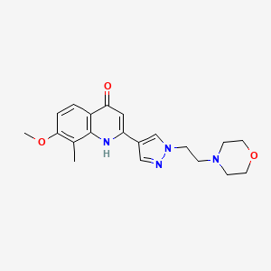 molecular formula C20H24N4O3 B13930069 4-Hydroxy-7-methoxy-8-methyl-2-[1-(2-morpholin-4-yl-ethyl)-pyrazol-4-yl]-quinoline 