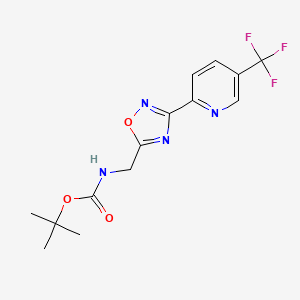 molecular formula C14H15F3N4O3 B1393009 叔丁基-N-({3-[5-(三氟甲基)吡啶-2-基]-1,2,4-恶二唑-5-基}甲基)氨基甲酸酯 CAS No. 1160994-72-8