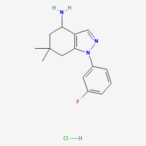 molecular formula C15H19ClFN3 B1393017 1-(3-fluorophenyl)-6,6-dimethyl-4,5,6,7-tetrahydro-1H-indazol-4-amine hydrochloride CAS No. 1242340-02-8