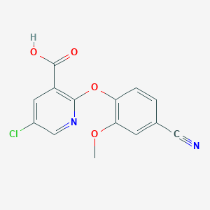 molecular formula C14H9ClN2O4 B1393020 5-Chloro-2-(4-cyano-2-methoxyphenoxy)nicotinic acid CAS No. 1255147-24-0