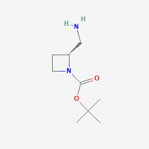 molecular formula C9H18N2O2 B1393032 (R)-2-氨基甲基-1-叔丁氧羰基-氮杂环丁烷 CAS No. 887626-82-6