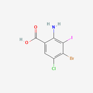 molecular formula C7H4BrClINO2 B13930322 2-Amino-4-bromo-5-chloro-3-iodobenzoic acid 