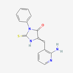 molecular formula C15H12N4OS B1393046 5-[(2-Aminopyridin-3-yl)methylidene]-3-phenyl-2-sulfanylideneimidazolidin-4-one CAS No. 1142201-60-2