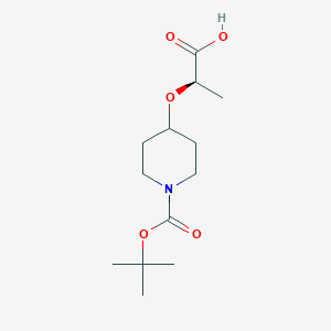 molecular formula C13H23NO5 B1393047 (2R)-2-{[1-(tert-Butoxycarbonyl)-4-piperidinyl]-oxy}propanoic acid CAS No. 952486-64-5