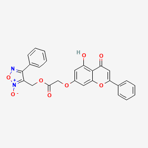 3-((2-(5-hydroxy-4-oxo-2-phenyl-4H-chromen-7-yloxy)acetoxy)methyl)-4-phenyl-1,2,5-oxadiazole 2-oxide