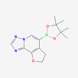 molecular formula C14H18BN3O3 B13930681 8-(4,4,5,5-Tetramethyl-1,3,2-dioxaborolan-2-yl)-12-oxa-3,5,6-triazatricyclo[7.3.0.02,6]dodeca-1(9),2,4,7-tetraene 