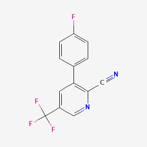 molecular formula C13H6F4N2 B1393090 3-(4-Fluorophenyl)-5-(trifluoromethyl)picolinonitrile CAS No. 1214361-43-9