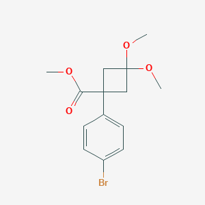 molecular formula C14H17BrO4 B13930987 Methyl 1-(4-bromophenyl)-3,3-dimethoxycyclobutanecarboxylate 