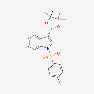 molecular formula C21H24BNO4S B1393111 3-(4,4,5,5-四甲基-1,3,2-二氧杂硼环-2-基)-1-甲苯磺酰基-1H-吲哚 CAS No. 1073354-51-4