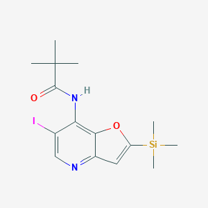 molecular formula C15H21IN2O2Si B1393114 N-(6-碘代-2-(三甲基甲硅烷基)呋喃[3,2-b]吡啶-7-基)叔丁酰胺 CAS No. 1186310-88-2