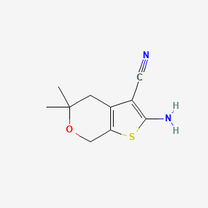 B13931630 2-Amino-5,5-dimethyl-4,7-dihydro-5H-thieno[2,3-c]pyran-3-carbonitrile CAS No. 5705-28-2