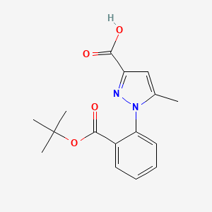molecular formula C16H18N2O4 B1393169 1-{2-[(叔丁氧羰基)苯基]-5-甲基-1H-吡唑-3-羧酸} CAS No. 1246738-28-2