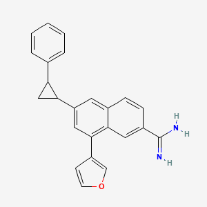 molecular formula C24H20N2O B13932067 8-(Furan-3-yl)-6-(2-phenylcyclopropyl)naphthalene-2-carboximidamide CAS No. 823236-38-0