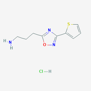 molecular formula C9H12ClN3OS B1393306 3-(3-(噻吩-2-基)-1,2,4-恶二唑-5-基)丙-1-胺盐酸盐 CAS No. 1286708-64-2