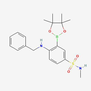 molecular formula C20H27BN2O4S B13934023 4-(Benzylamino)-N-methyl-3-(4,4,5,5-tetramethyl-1,3,2-dioxaborolan-2-yl)benzenesulfonamide 