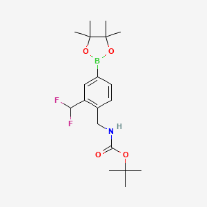 molecular formula C19H28BF2NO4 B13934042 tert-Butyl (2-(difluoromethyl)-4-(4,4,5,5-tetramethyl-1,3,2-dioxaborolan-2-yl)benzyl)carbamate 