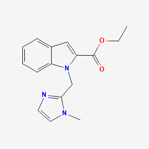 molecular formula C16H17N3O2 B13934299 Ethyl 1-((1-methyl-1H-imidazol-2-yl)methyl)-1H-indole-2-carboxylate 