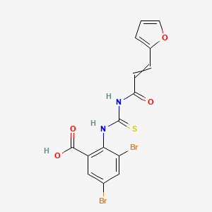 3,5-Dibromo-2-[3-(furan-2-yl)prop-2-enoylcarbamothioylamino]benzoic acid