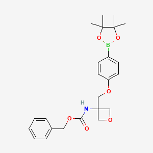 molecular formula C24H30BNO6 B13934508 {3-[4-(4,4,5,5-Tetramethyl-[1,3,2]dioxaborolan-2-yl)-phenoxymethyl]-oxetan-3-yl}-carbamic acid benzyl ester 