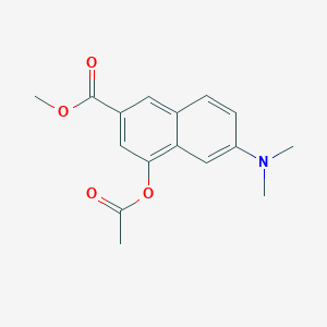 molecular formula C16H17NO4 B13934526 2-Naphthalenecarboxylic acid, 4-(acetyloxy)-6-(dimethylamino)-, methyl ester 