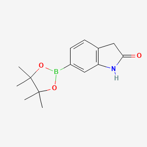 molecular formula C14H18BNO3 B1393453 6-(4,4,5,5-Tetramethyl-1,3,2-dioxaborolan-2-YL)indolin-2-one CAS No. 893441-85-5