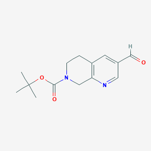 molecular formula C14H18N2O3 B13934564 Tert-butyl 3-formyl-5,8-dihydro-1,7-naphthyridine-7(6H)-carboxylate 