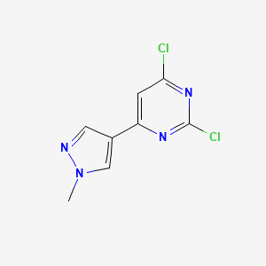 molecular formula C8H6Cl2N4 B13934577 2,4-Dichloro-6-(1-methyl-1H-pyrazol-4-yl)-pyrimidine 