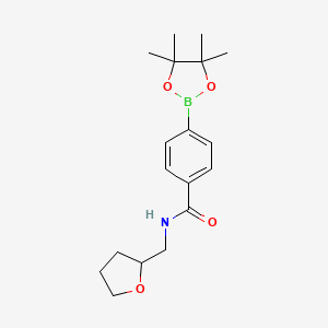molecular formula C18H26BNO4 B1393460 4-(四氢呋喃甲酰胺基羰基)苯基硼酸吡喃醇酯 CAS No. 1073355-09-5