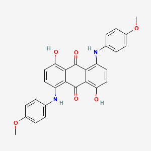 molecular formula C28H22N2O6 B13934616 1,5-Di-p-anisidino-4,8-dihydroxyanthraquinone CAS No. 25632-24-0