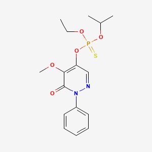 molecular formula C16H21N2O5PS B13934628 Phosphorothioic acid, O-(1,6-dihydro-5-methoxy-6-oxo-1-phenyl-4-pyridazinyl) O-ethyl O-(1-methylethyl) ester CAS No. 59631-22-0