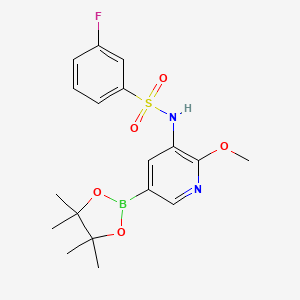 3-fluoro-N-[2-methoxy-5-(4,4,5,5-tetramethyl-1,3,2-dioxaborolan-2-yl)pyridin-3-yl]benzenesulfonamide