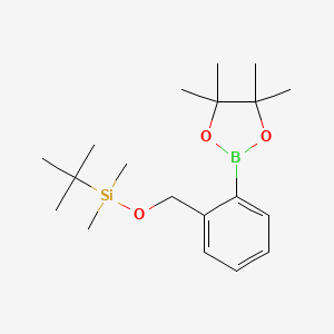 molecular formula C19H33BO3Si B13934689 tert-Butyldimethyl((2-(4,4,5,5-tetramethyl-1,3,2-dioxaborolan-2-yl)benzyl)oxy)silane 