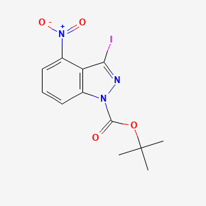 molecular formula C12H12IN3O4 B13934739 tert-butyl 3-iodo-4-nitro-1H-indazole-1-carboxylate 