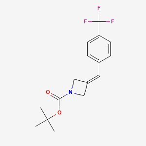 molecular formula C16H18F3NO2 B13934754 1,1-Dimethylethyl 3-[[4-(trifluoromethyl)phenyl]methylene]-1-azetidinecarboxylate 