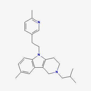 molecular formula C24H31N3 B13934769 1H-Pyrido(4,3-b)indole, 2,3,4,5-tetrahydro-2-isobutyl-8-methyl-5-(2-(6-methyl-3-pyridyl)ethyl)- CAS No. 20674-98-0