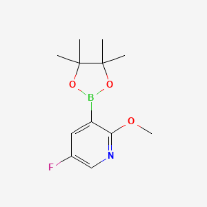 molecular formula C12H17BFNO3 B1393477 5-Fluoro-2-methoxy-3-(4,4,5,5-tetramethyl-1,3,2-dioxaborolan-2-yl)pyridine CAS No. 1083168-95-9
