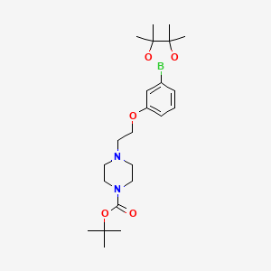 molecular formula C23H37BN2O5 B1393497 叔丁基 4-{2-[3-(4,4,5,5-四甲基[1,3,2]二氧杂硼烷-2-基)苯氧基]乙基}哌嗪-1-羧酸酯 CAS No. 1310383-29-9