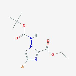 molecular formula C11H16BrN3O4 B13934976 ethyl 4-bromo-1-((tert-butoxycarbonyl)amino)-1H-imidazole-2-carboxylate 