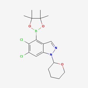 molecular formula C18H23BCl2N2O3 B13935006 5,6-Dichloro-1-(tetrahydro-2H-pyran-2-yl)-4-(4,4,5,5-tetramethyl-1,3,2-dioxaborolan-2-yl)-1H-indazole 