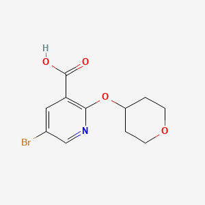 molecular formula C11H12BrNO4 B1393502 5-溴-2-(四氢-2H-吡喃-4-氧基)烟酸 CAS No. 1216587-44-8