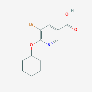 molecular formula C12H14BrNO3 B1393504 5-Bromo-6-(cyclohexyloxy)nicotinic acid CAS No. 1216394-54-5