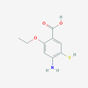 molecular formula C9H11NO3S B13935098 4-Amino-2-ethoxy-5-mercaptobenzoic acid CAS No. 59168-58-0