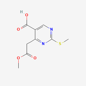 molecular formula C9H10N2O4S B13935121 4-Methyl 5-carboxy-2-(methylthio)-4-pyrimidineacetate 