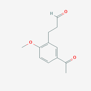 molecular formula C12H14O3 B13935218 3-(5-Acetyl-2-methoxyphenyl)propanal CAS No. 33538-86-2